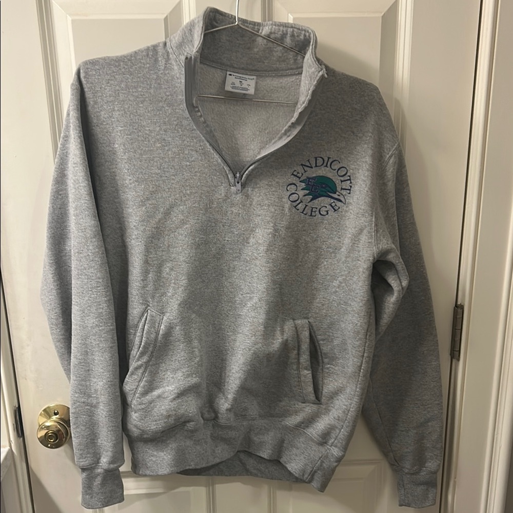 Champion Gray Zip Up Sweater with Embroidered Logo